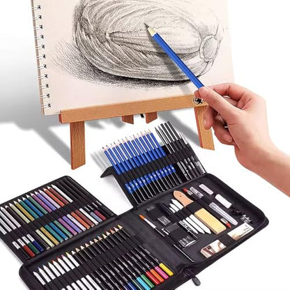 Professional Drawing Art Set, 83 Pieces with Travel Bag, Sketching, Colored Pencils, Charcoal Sticks, Blending Tools