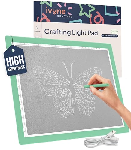 iVyne Corded Light Pad for Weeding Vinyl - A4 Light Box for Drawing - Light Board for Tracing - Light Box for Diamond Painting, Weeding Vinyl, Sketching, Tracing (Green) - color: Green, size: Corded - Light Pad