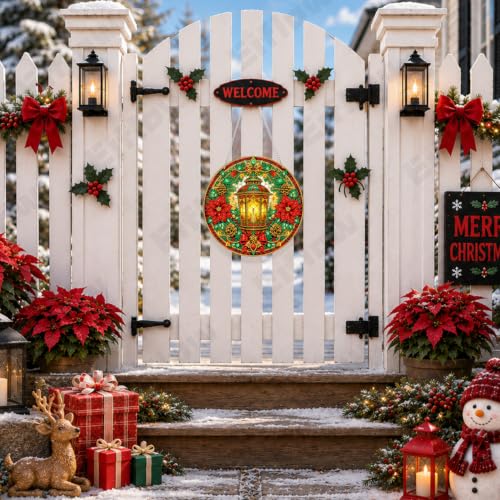 Eiflow Acrylic Diamond Art Hanging Kit for Adults Christmas Lantern, DIY Diamonds Painting Door Hanger Board Kit, Special Crystal Diamond Art Painting Pendant Ornament - color: Lantern