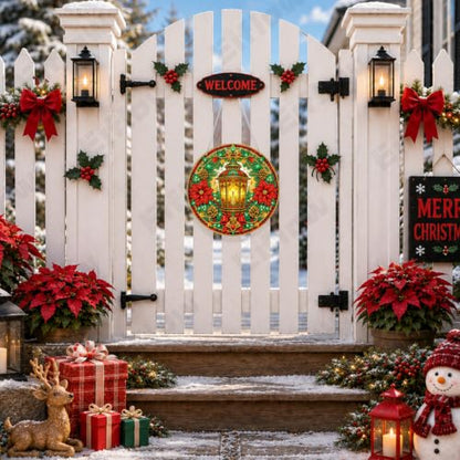 Eiflow Acrylic Diamond Art Hanging Kit for Adults Christmas Lantern, DIY Diamonds Painting Door Hanger Board Kit, Special Crystal Diamond Art Painting Pendant Ornament - color: Lantern