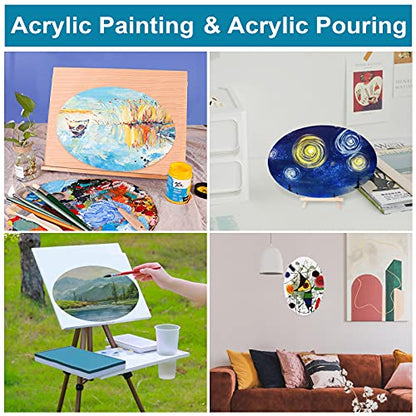 NBEADS 8 Pcs Oval Painting Canvas Panels, Blank Canvas Drawing Boards for Oil Painting Artist Hobby Painters and Beginners, 11.8x7.87inch - size: L.W: 8"×12"/Thi: 0.1"-Oval