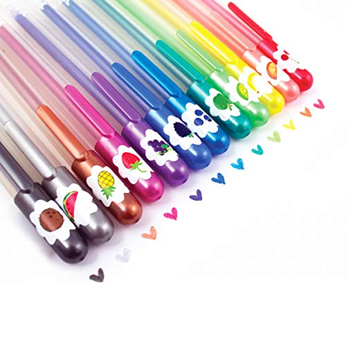 Ooly Scented Yummy Yummy Glitter Gel Pens, Set of 12 | Ages 3+, 1.00mm Nib, Scented Glitter Pens for Kids and Adults, Fun Art and Stationery Supplies for School - style: Glitter Pens (Plastic Package)