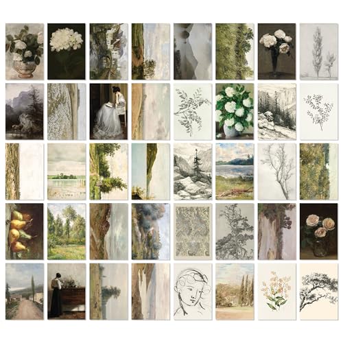 97 Decor Vintage Wall Collage Kit, 40 Pcs French Country Prints, 4x6 - color: Vintage 40x4x6, size: 6"L x 4"W Unframed