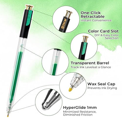 Green Retractable Glitter Gel Pens, 12 PCS Large Capacity Metallic Ink Pen - color: 12 Green