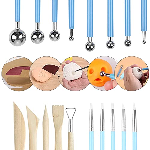 Allazone 31 PCS Acrylic Clay Roller with Acrylic Sheet, Acrylic Sheet Backing Board, Plastic Scraper, Sculpting Tools, Dabbing Tool, Dot Painting Tool for Shaping and Sculpting - color: 31 PCS