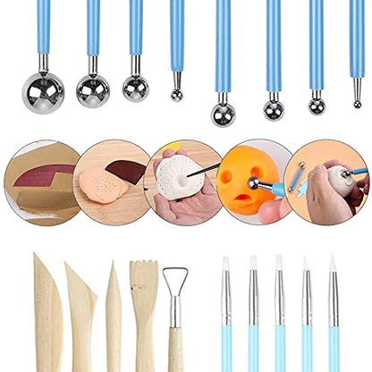 Allazone 31 PCS Acrylic Clay Roller with Acrylic Sheet, Acrylic Sheet Backing Board, Plastic Scraper, Sculpting Tools, Dabbing Tool, Dot Painting Tool for Shaping and Sculpting - color: 31 PCS