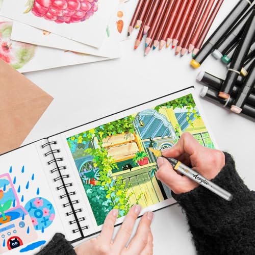 8.3x5.8 Sketch Book,Art Sketchbook for Drawing Pad,Mixed Media Sketchbook - color: TopSpiral-BrightWhite-Black