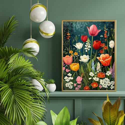 Yanfairy Wildflower Art Painting Kits for Adults, Full Drill Diamond Dots Paintings for Beginners, Round 5D Paint with Diamonds Pictures Gem Art Painting Kits DIY Crafts Kits 12x16inch - color: Wildflowers