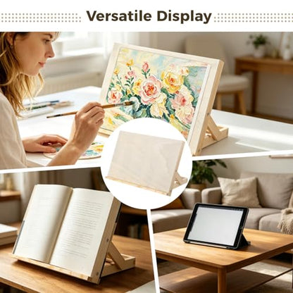 Tabletop Easel for Painting, 13x9.1 Wooden Art Easel Tabletop with Adjustable Angles,Small Portable Foldable Wood Drawing Stand for Canvas, Sketching, Drawing, Books, Tablets