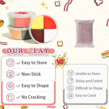 Aestd-ST Air Dry Clay Kit - Food Toy Theme, Modeling Clay for Kids | DIY Magic Clay with Tools and Tutorials, 12 Boxes Molding Clay, Ultra Light, Soft & Non-Sticky, Arts and Crafts Gift for Kids - color: Food Toy Theme