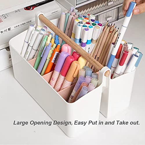 Art Supply Caddy Organizer with Handle,Teacher Tool Storage with Divider - color: Pink Divider
