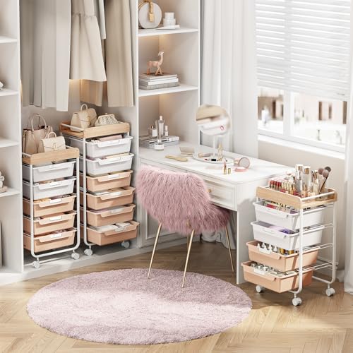 SYKIARIOL Rolling Craft Storage Cart with 4 Drawers,Kids Art Cart,Pearl - color: Pearl, size: 4-Drawer