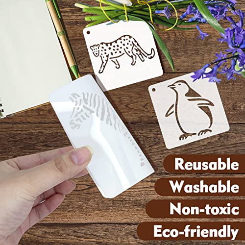 50 PCS Animal Painting Stencils Reusable Animal Stencils for Painting on Wood Rocks Canvas Fabric Glass Pottery 4x4 Inch - color: Animal