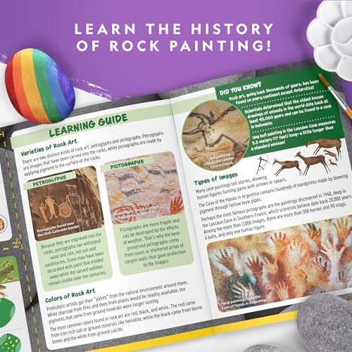 National Geographic Rock Painting Arts and Crafts Activity Kit for Kids | 15 River Rocks, 10 Paint Colors, Brushes and Art Supplies, Outdoor Craft Activity, Creative Play, Birthday Gift - style: Animal Fun