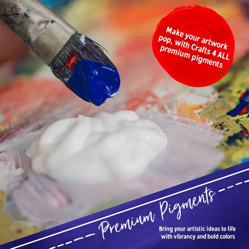Crafts 4 All Acrylic Paint Set for Adults and Artists - 60 Pack of 12mL Paints with 3 Art Brushes, Non-Toxic Craft Paint for Easter Eggs, Ceramic Rock - Art Supplies - size: 0.38 Fl Oz (Pack of 63)