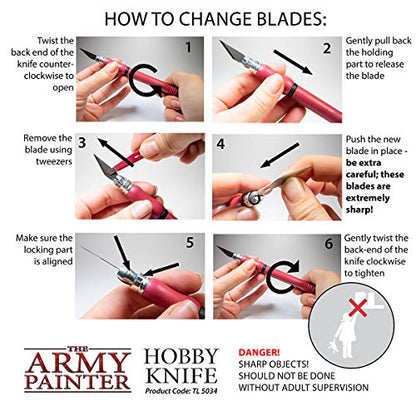 The Army Painter Hobby Knife - Stainless Steel Craft Knife with Soft Grip and 5 Extra Precision Blades - Craft Knife Set, Art Knife & Mouldline Remover for Metal and Plastic Miniatures