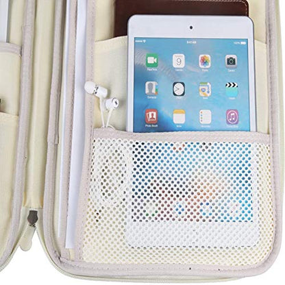 JAKAGO Travel Portfolio Organizer Waterproof A4 Document Bag Multifunctional Travel Note Pouch Zippered Case for Notebook, Ipad, Journals, Sketch Books (Flower) - color: Flower