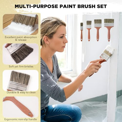 SOUTHGATE 33PCS Paint Roller Kit with Extension Pole for Walls & Ceilings | 9‘’ and 4‘’ rollers,1-5ft adustable pole, paint tray, drop cloth, brushes, for drywall, baseboards, apartments