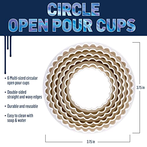 FolkArt Drizzle Open Pour Cups, Set of 6 Circle Cups for DIY Paint Pouring Arts and Crafts Projects, 61852 - style: Circle Pour Cups