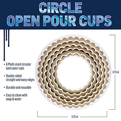 FolkArt Drizzle Open Pour Cups, Set of 6 Circle Cups for DIY Paint Pouring Arts and Crafts Projects, 61852 - style: Circle Pour Cups