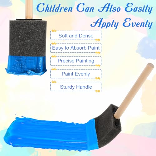 Foam Paint Brushes, 5Pcs 1" Sponge Brushes for Painting Wood Handle Sponge Paint Brush for Staining, DIY Craft, Varnishes Painting and Cleaning