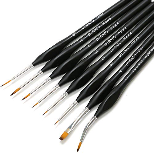Fine Detail Brush Set, 8-Piece Miniature Brushes with Case Holder | Detailing Paint Brush Set, Ergonomic Triangular Handles & Travel Case for Acrylic, Watercolor, Oil, Models & Warhammer - color: 8pcs Detailing Paint Brush - Black