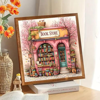Bookstore Diamond Art Kits for Adults Round Diamond Painting 14x14 Inch - color: DD138