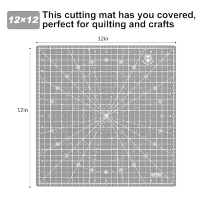 12"x12" Rotating Cutting Mat, Self Healing Mat with 360-Degree Rotation & Anti-Slip Base, Sewing Board Cutting Mat Perfect for Fabric Quilting Leather Hobby Project, Grey - color: Gray, size: 12"L x 12"W