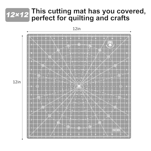 Headley Tools 12"x12" Rotating Cutting Mat, Self Healing Mat with 360-Degree Rotation & Anti-Slip Base, Sewing Board Cutting Mat Perfect for Fabric Quilting Leather Hobby Project, Grey - color: Gray, size: 12"L x 12"W