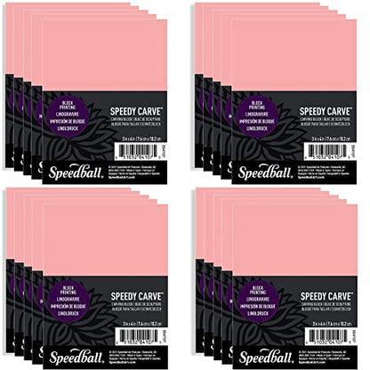 Speedball Speedy-Carve Block Printing Carving Block, Rectangle, Pink, 3 x 4 Inches (20-Pack)