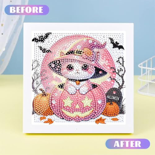 Cat Diamond Art Painting Kits for Kids with Frame Ages 4-8-12 (7x7 inch) - color: CC1208
