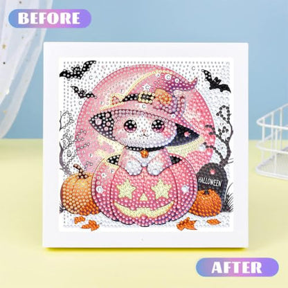 Cat Diamond Art Painting Kits for Kids with Frame Ages 4-8-12 (7x7 inch) - color: CC1208