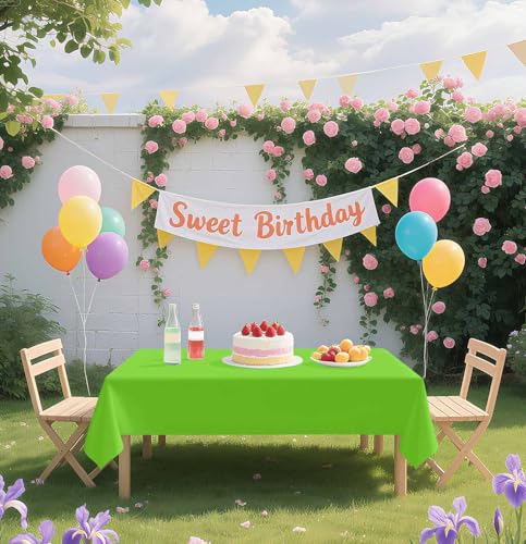 HEIPINIUYE 2 Pack Lime Green Tablecloth Disposable 54 x 108 Inch Green Plastic Table Cloth Disposable Waterproof Rectangle Table Cover for Party Birthday Camping Picnic Tablecloths - color: Lime Green Rectangle Tablecloth, size: 2 Pack