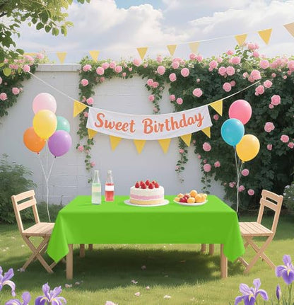 HEIPINIUYE 2 Pack Lime Green Tablecloth Disposable 54 x 108 Inch Green Plastic Table Cloth Disposable Waterproof Rectangle Table Cover for Party Birthday Camping Picnic Tablecloths - color: Lime Green Rectangle Tablecloth, size: 2 Pack