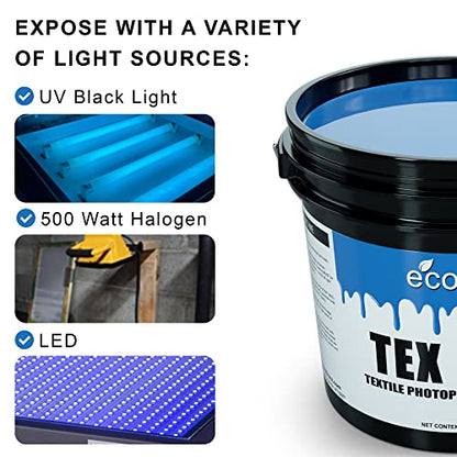 Ecotex Tex-Blue Pre-Sensitized Screen Printing Emulsion, Photo Emulsion,Qt | Premixed And Pre-Sensitized Photo Emulsion - No Diazo Needed, Compatible With Plastisol And UV Ink, 12 Month Shelf Life - Qt - size: Quart - 32 oz.