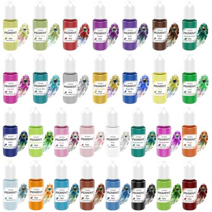 Epoxy Resin，UV Resin Dye 30 Colors Liquid Pigment Set 300ml- Highly Concentrated Translucent Resin Colorant for Jewelry Making, Tumblers, Art Crafts DIY - 10ml Each Bottle