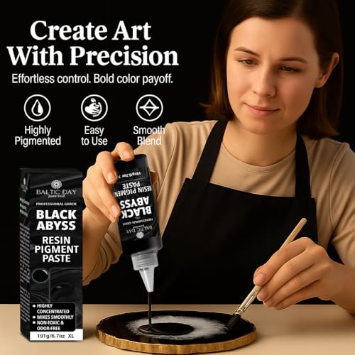 BALTIC DAY Black Abyss Epoxy Resin Pigment Paste XL (191g/6.7oz) – Opaque Epoxy Dye & High Concentration Coloring Paste, Mica Powder Alternative for Resin Art, Jewelry, Tumblers, River Tables & Crafts - color: Black Abyss XL
