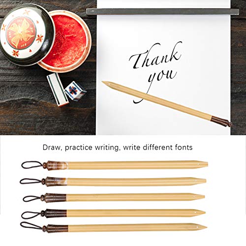 5pcs Calligraphy Dip Pen Calligraphy Pens for Writing | Comic Pen Nib Set for English Writing, Calligraphy, Painting, Drawing (Natural bamboo tip set)
