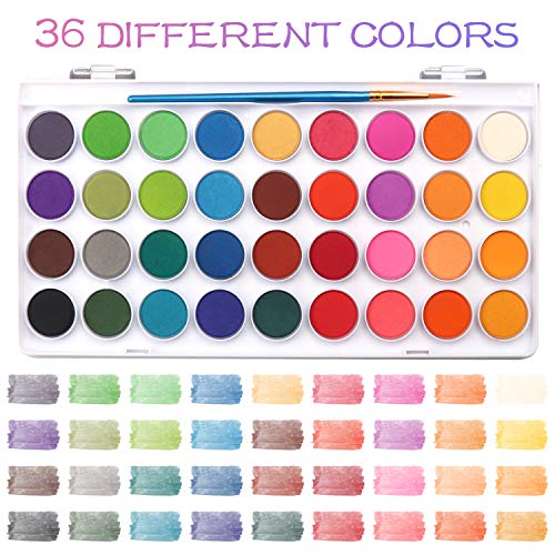 AROIC 36 Colors Watercolor Paint Set, Watercolor Pan Set - color: 36 watercolor+16 brush