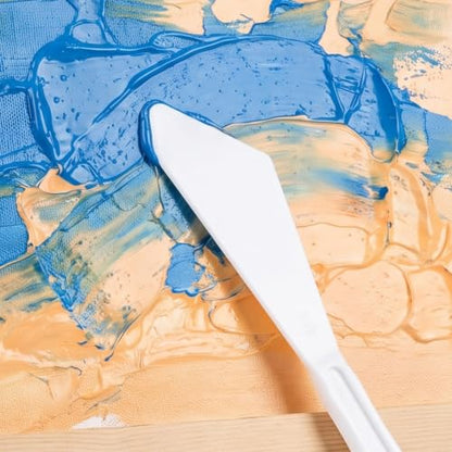 Xindojuz 6 Sets 36PCS Plastic Spatula Pallet Knife, White Palette Knife Set | Flexible Art Knife Tools Painting Knife for Mixing Spreading Scratching Layering Colors Watercolor Painting