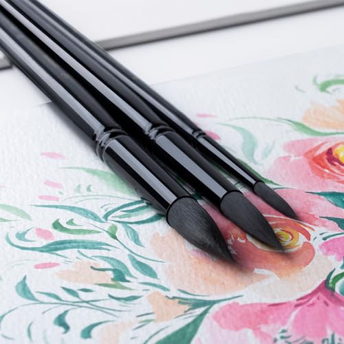 Transon 10pcs Natural Watercolor Paint Brush Set Professional for Watercolor Acrylic Ink Gouache Tempera - color: Black