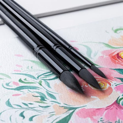 Transon 10pcs Natural Watercolor Paint Brush Set Professional for Watercolor Acrylic Ink Gouache Tempera - color: Black