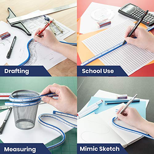 Pacific Arc Flexible Curve Graduated 20 Inch Ruler with Inking Edge, for Drawing, Pattern Making, Engineering, Stencil Making, Saddle Fitting - size: 20 Inch