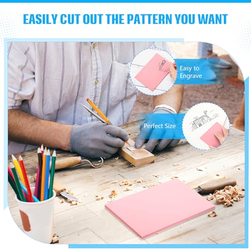 16 Pcs 4" x6“ Pink Rubber Art Soft Linoleum Carving Block, Rubber Crafts Linocut Block for Printmaking,Stamp Carving Block - size: 16