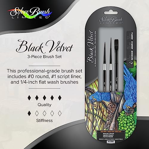 Silver Brush Limited Black Velvet Variety Watercolor Paintbrush Set, 3pc - color: Variety Set, size: 3 Pc