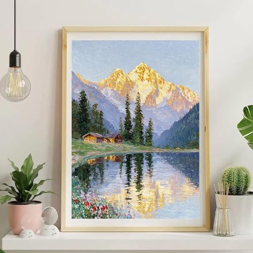 Jiqinsiye Landscape Adults Paint by Number Kits,Valley Painting by Number Kits on Canvas,Large Color by Numbers Adult Watercolor Gifts for Friends Wall Decor - color: valley