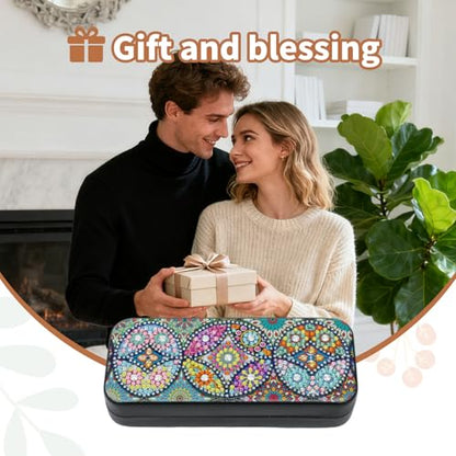 FlyingMage 5D Diamond Art Painting Kit for Adults Beginner, Small DIY Diamond Dots Gem Art Painting Mosaic Kits, Cute Hard Shell Sunglasses Eyeglasses Glasses Case for Women Teen, Mandala Totem - color: Multicolor Totem