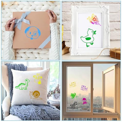 JULMELON 20Pcs Animal Stencils for Painting on Wood, Cute DIY Art Drawing | Reusable Style Stencil, for Kids Crafts DIY Art Projects, Cute Animal Drawing Painting, 3x3 Inch - style: Animal Stencils