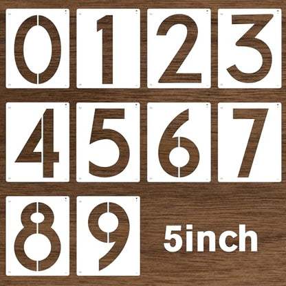 10PCS Number Stencils,5 Inch Plastic Number Stencils Paint Templates - size: 5 Inch
