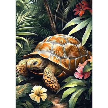 MXJSUA DIY Diamond Painting Kits for Adults, Tortoise Diamond Gem Art Painting for Beginners, Diamond Picture with Full Round Drill Dots Craft Set, 12x16 Inch - color: Animals-14